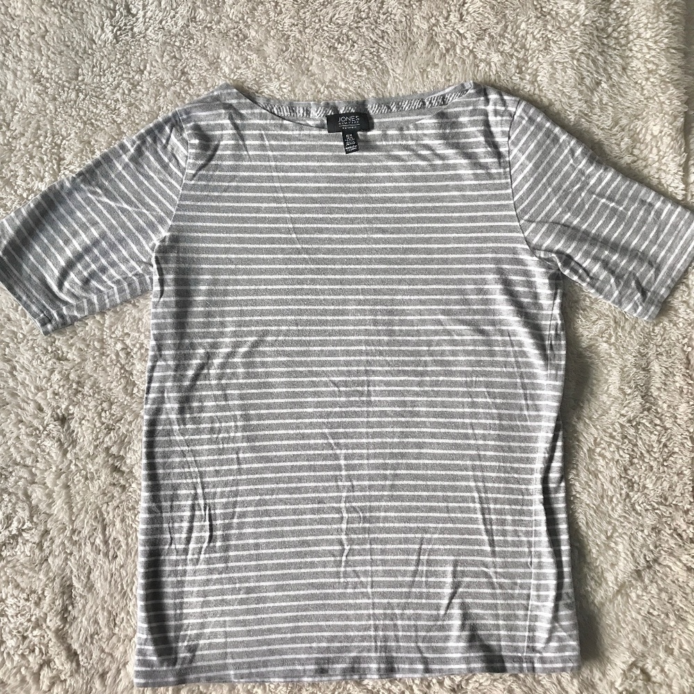 Jones New York Signature Striped Short Sleeve Top Women’s Size Medium